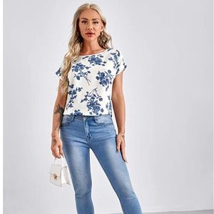 Romwe size small white/blue blouse never worn NWOT